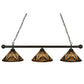 Meyda Lighting NUEVO 47" 3-Light Mahogany Bronze Mission Island Pendant Light With Multi-Colored Shade Glass