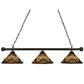 Meyda Lighting NUEVO 47" 3-Light Mahogany Bronze Mission Island Pendant Light With Multi-Colored Shade Glass