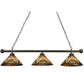 Meyda Lighting NUEVO 47" 3-Light Mahogany Bronze Mission Island Pendant Light With Multi-Colored Shade Glass