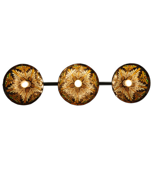 Meyda Lighting NUEVO 47" 3-Light Mahogany Bronze Mission Island Pendant Light With Multi-Colored Shade Glass