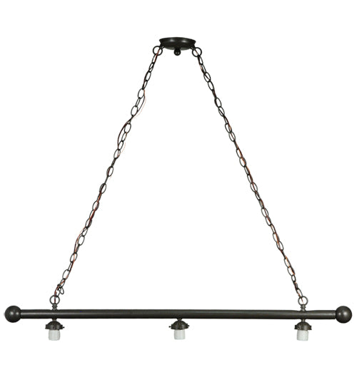 Meyda Lighting NUEVO 47" 3-Light Mahogany Bronze Mission Island Pendant Light With Multi-Colored Shade Glass
