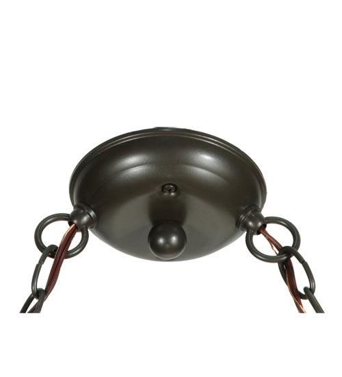 Meyda Lighting NUEVO 47" 3-Light Mahogany Bronze Mission Island Pendant Light With Multi-Colored Shade Glass