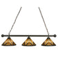 Meyda Lighting NUEVO 47" 3-Light Mahogany Bronze Mission Island Pendant Light With Multi-Colored Shade Glass