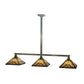 Meyda Lighting NUEVO 63" 3-Light Craftsman Brown Mission Island Pendant Light With Multi-Colored Shade Glass