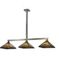Meyda Lighting NUEVO 63" 3-Light Craftsman Brown Mission Island Pendant Light With Multi-Colored Shade Glass