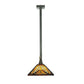 Meyda Lighting NUEVO 63" 3-Light Craftsman Brown Mission Island Pendant Light With Multi-Colored Shade Glass