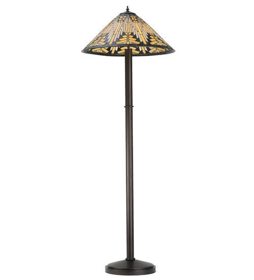 Meyda Lighting NUEVO 63" 3-Light Mahogany Bronze Floor Lamp With Multi-Colored Shade Glass