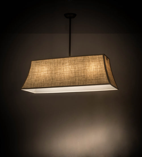 Meyda Lighting Nadine 36" 3-Light Antique Copper Island Pendant Light With Beige Burlap Textrene Shade