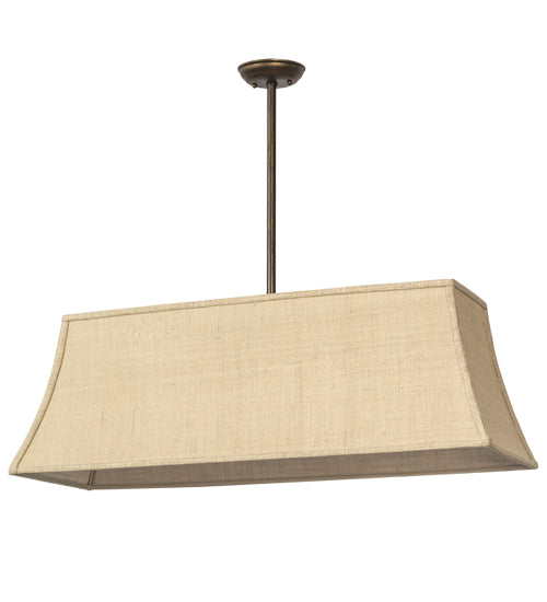 Meyda Lighting Nadine 36" 3-Light Antique Copper Island Pendant Light With Beige Burlap Textrene Shade