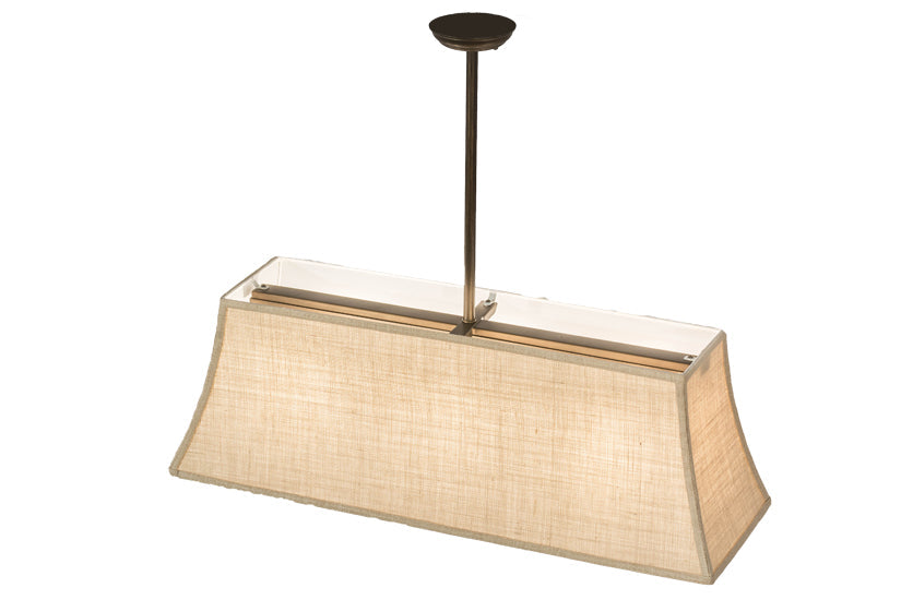 Meyda Lighting Nadine 36" 3-Light Antique Copper Island Pendant Light With Beige Burlap Textrene Shade