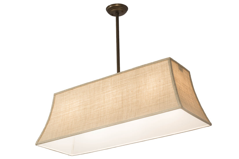 Meyda Lighting Nadine 36" 3-Light Antique Copper Island Pendant Light With Beige Burlap Textrene Shade