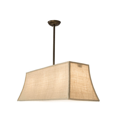 Meyda Lighting Nadine 36" 3-Light Antique Copper Island Pendant Light With Beige Burlap Textrene Shade