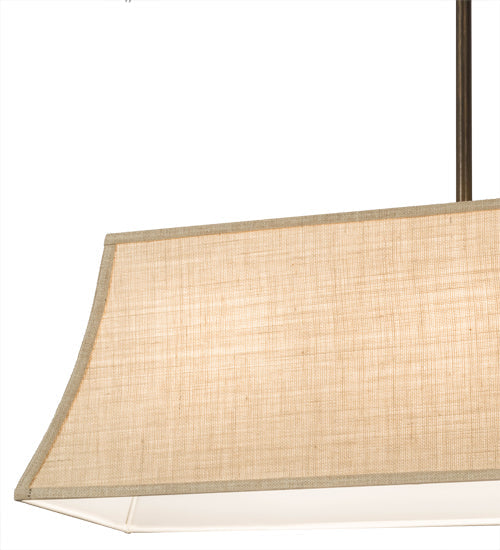 Meyda Lighting Nadine 36" 3-Light Antique Copper Island Pendant Light With Beige Burlap Textrene Shade