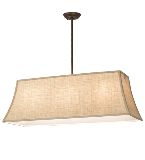 Meyda Lighting Nadine 36" 3-Light Antique Copper Island Pendant Light With Beige Burlap Textrene Shade