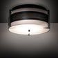 Meyda Lighting Nathan 36" 6-Light Textured Black & Nickel Powder Coat Flush Mount Light With Amsterdam Chalk Textrene & Statuario Idalight Shade