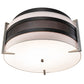 Meyda Lighting Nathan 36" 6-Light Textured Black & Nickel Powder Coat Flush Mount Light With Amsterdam Chalk Textrene & Statuario Idalight Shade