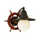 Meyda Lighting Nautical 13" Oil Rubbed Bronze Wall Sconce With White Shade Glass