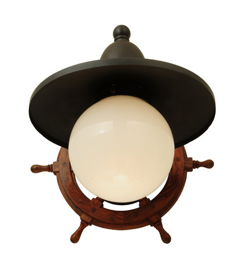 Meyda Lighting Nautical 13" Oil Rubbed Bronze Wall Sconce With White Shade Glass