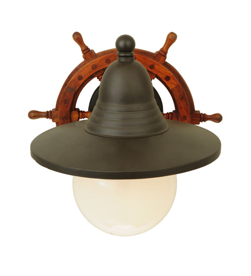 Meyda Lighting Nautical 13" Oil Rubbed Bronze Wall Sconce With White Shade Glass