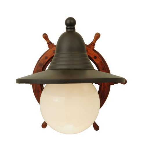 Meyda Lighting Nautical 13" Oil Rubbed Bronze Wall Sconce With White Shade Glass