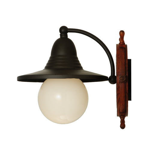 Meyda Lighting Nautical 13" Oil Rubbed Bronze Wall Sconce With White Shade Glass