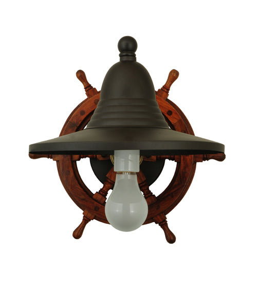 Meyda Lighting Nautical 13" Oil Rubbed Bronze Wall Sconce With White Shade Glass