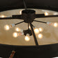 Meyda Lighting Nautical 74" 12-Light Oil Rubbed Bronze Flush Mount Light With Beige Shade Glass