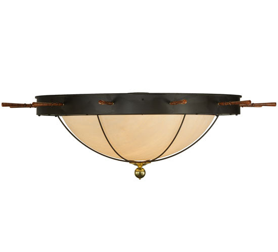 Meyda Lighting Nautical 74" 12-Light Oil Rubbed Bronze Flush Mount Light With Beige Shade Glass