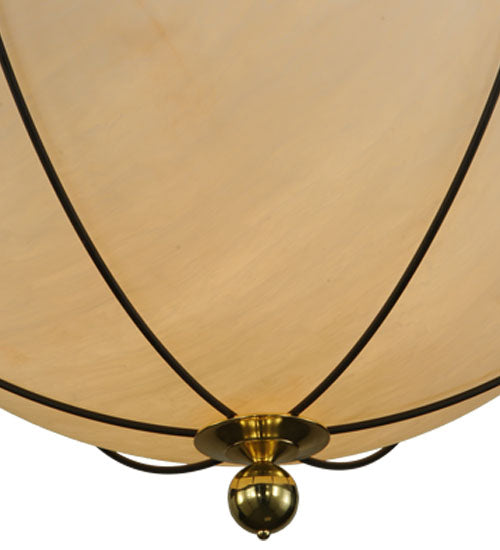 Meyda Lighting Nautical 74" 12-Light Oil Rubbed Bronze Flush Mount Light With Beige Shade Glass