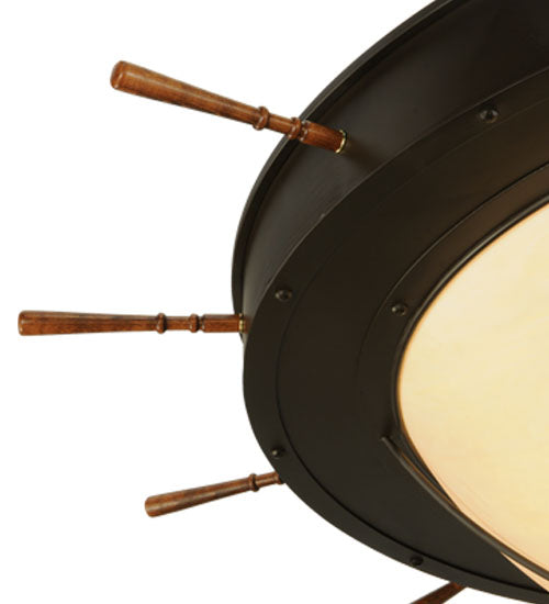 Meyda Lighting Nautical 74" 12-Light Oil Rubbed Bronze Flush Mount Light With Beige Shade Glass