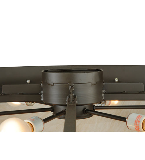 Meyda Lighting Nautical 74" 12-Light Oil Rubbed Bronze Flush Mount Light With Whitestone Idalight Shade