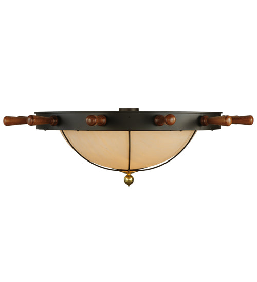 Meyda Lighting Nautical 74" 12-Light Oil Rubbed Bronze Flush Mount Light With Whitestone Idalight Shade
