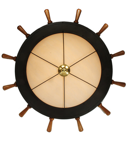 Meyda Lighting Nautical 74" 12-Light Oil Rubbed Bronze Flush Mount Light With Whitestone Idalight Shade