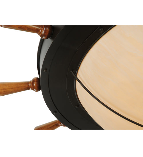 Meyda Lighting Nautical 74" 12-Light Oil Rubbed Bronze Flush Mount Light With Whitestone Idalight Shade