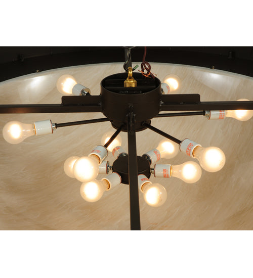 Meyda Lighting Nautical 74" 12-Light Oil Rubbed Bronze Flush Mount Light With Whitestone Idalight Shade