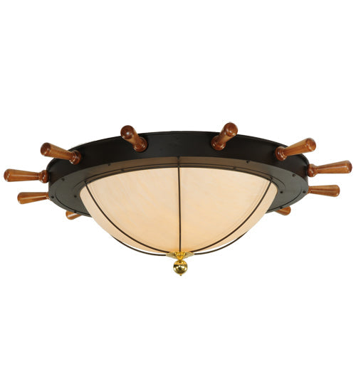 Meyda Lighting Nautical 74" 12-Light Oil Rubbed Bronze Flush Mount Light With Whitestone Idalight Shade