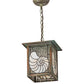 Meyda Lighting Nautilus 10"Sq Verdigris Pendant Light With Beige & Clear Ripple Shade Glass