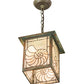 Meyda Lighting Nautilus 10"Sq Verdigris Pendant Light With Beige & Clear Ripple Shade Glass