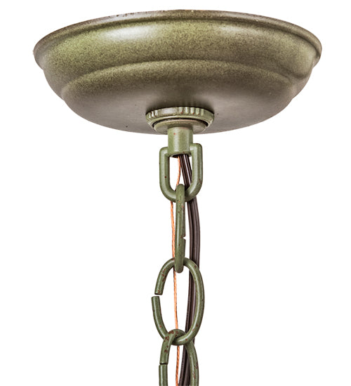 Meyda Lighting Nautilus 10"Sq Verdigris Pendant Light With Beige & Clear Ripple Shade Glass