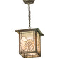 Meyda Lighting Nautilus 10"Sq Verdigris Pendant Light With Beige & Clear Ripple Shade Glass