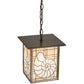 Meyda Lighting Nautilus 14" Antique Copper Lantern Pendant Light With Beige & Clear Ripple Shade Glass