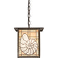 Meyda Lighting Nautilus 14" Antique Copper Lantern Pendant Light With Beige & Clear Ripple Shade Glass