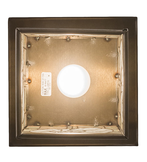 Meyda Lighting Nautilus 14" Antique Copper Lantern Pendant Light With Beige & Clear Ripple Shade Glass