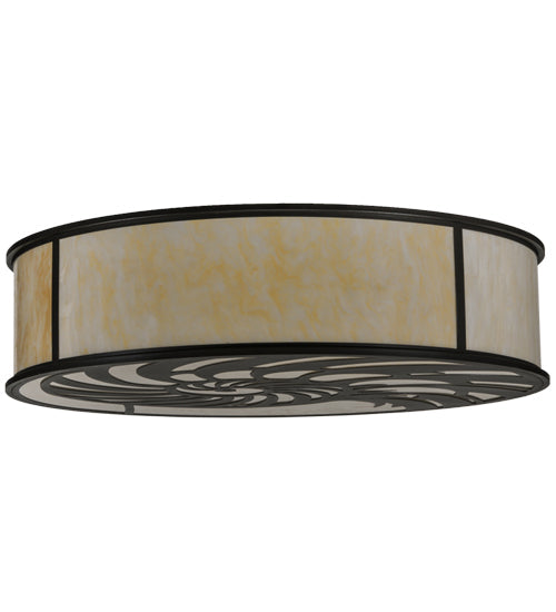 Meyda Lighting Nautilus 60" 10-Light Blackwash Flush Mount Light With Beige Sahara Taupe Idalight Shade Glass