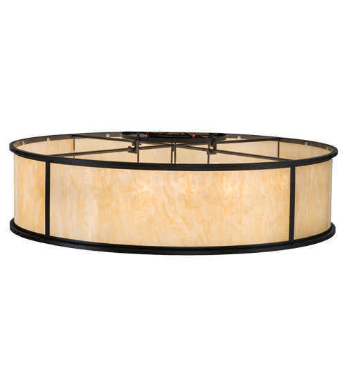 Meyda Lighting Nautilus 60" 10-Light Blackwash Flush Mount Light With Beige Sahara Taupe Idalight Shade Glass