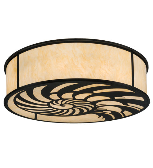 Meyda Lighting Nautilus 60" 10-Light Blackwash Flush Mount Light With Beige Sahara Taupe Idalight Shade Glass