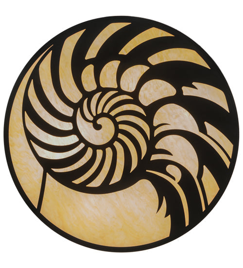 Meyda Lighting Nautilus 60" 10-Light Blackwash Flush Mount Light With Beige Sahara Taupe Idalight Shade Glass