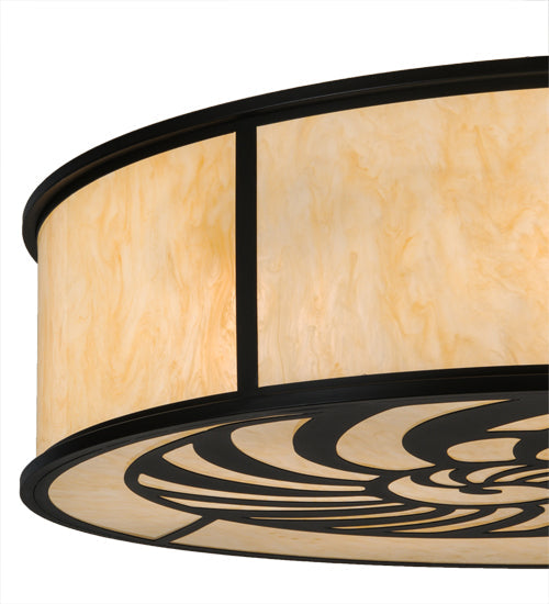 Meyda Lighting Nautilus 60" 10-Light Blackwash Flush Mount Light With Beige Sahara Taupe Idalight Shade Glass