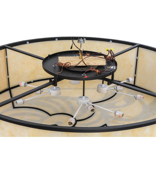 Meyda Lighting Nautilus 60" 10-Light Blackwash Flush Mount Light With Beige Sahara Taupe Idalight Shade Glass