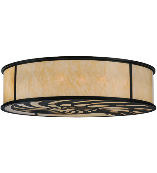 Meyda Lighting Nautilus 60" 10-Light Blackwash Flush Mount Light With Beige Sahara Taupe Idalight Shade Glass